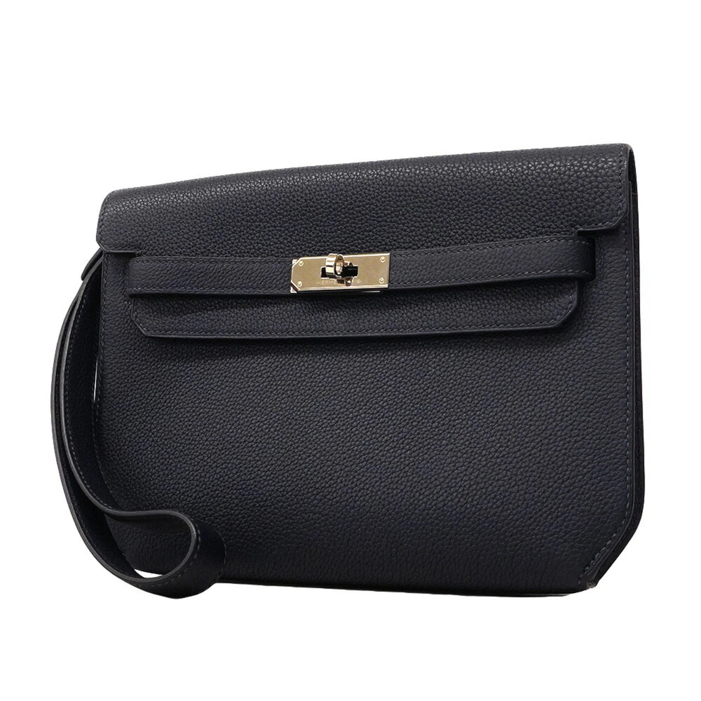 Hermes Kelly Depeches 25 Clutch Bag, Togo Leather, Blue Indigo, Y Stamp, Wome...